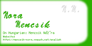 nora mencsik business card